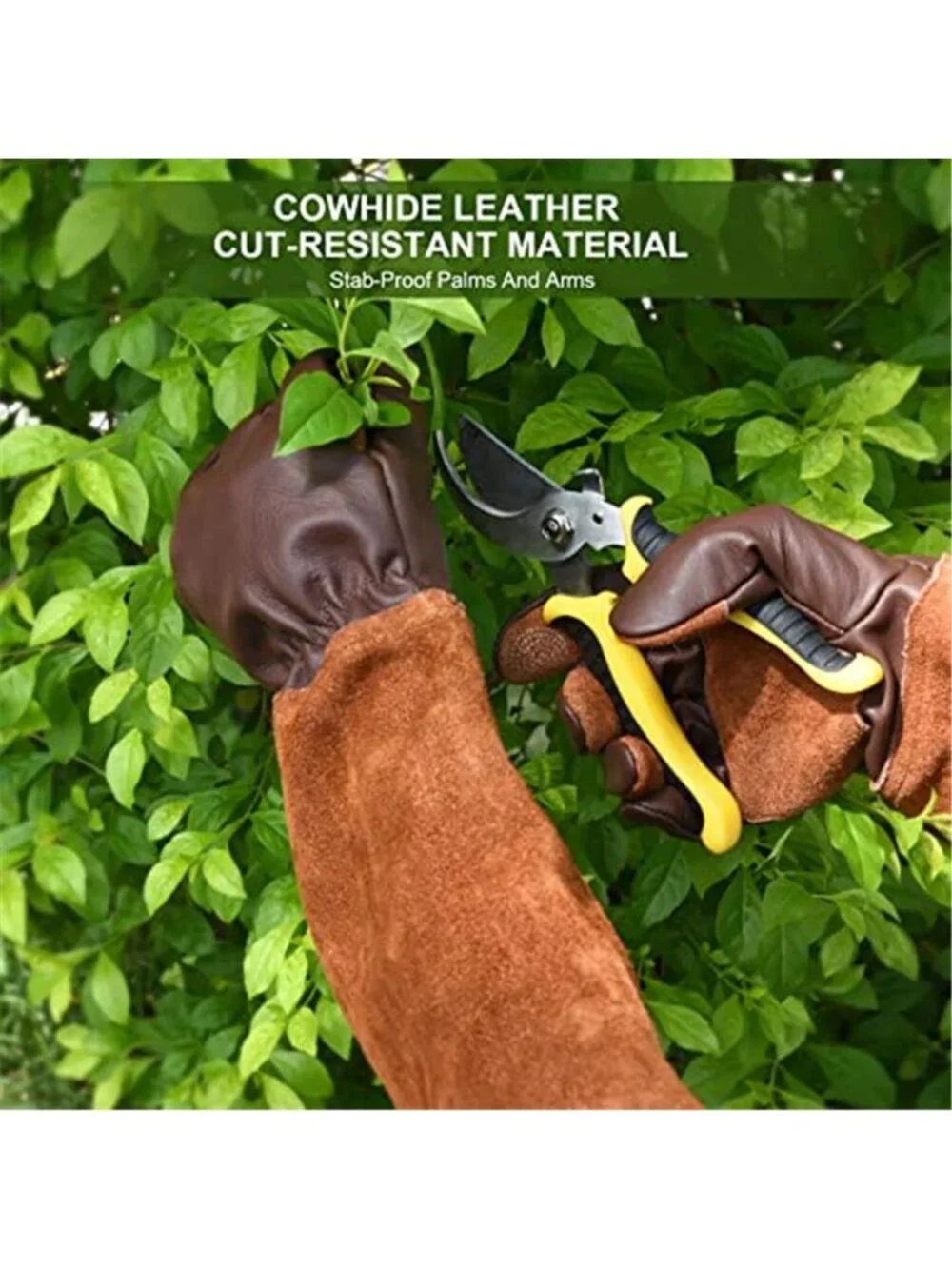 Women's Long Gardening Gloves Thorn Proof Rose Pruning Cowhide Leather